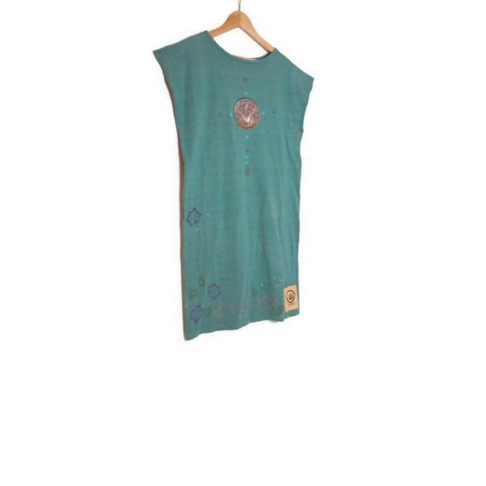 Vintage 90s Bluefish Green Tunic Dress OS